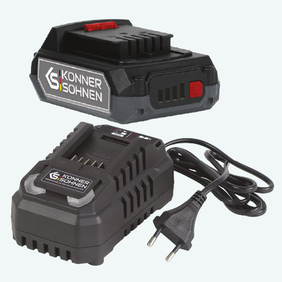 Bateria de 20V 2Ah e carregador de 20V 2,4A incluídos