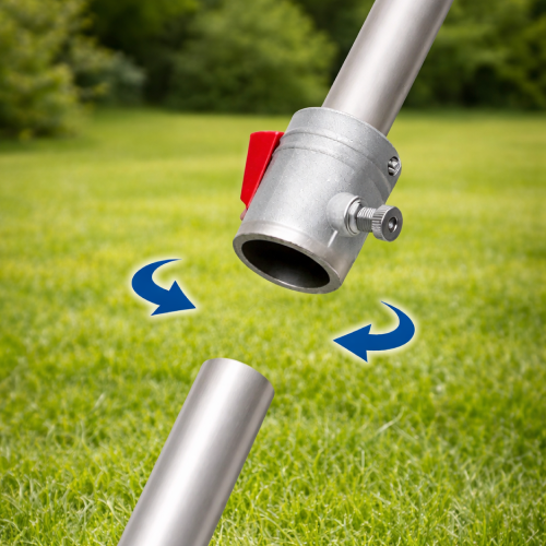 Klappbarer Schaft mit zuverlässigem Aluminiumverbinder.