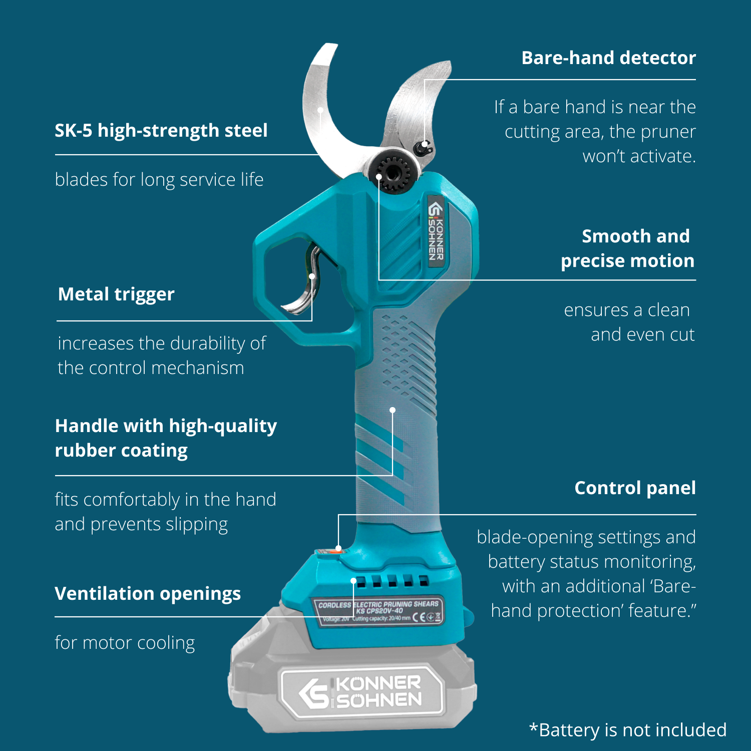 Ασύρματο Ηλεκτρικό Κλαδευτήρι KS CPS20V-40