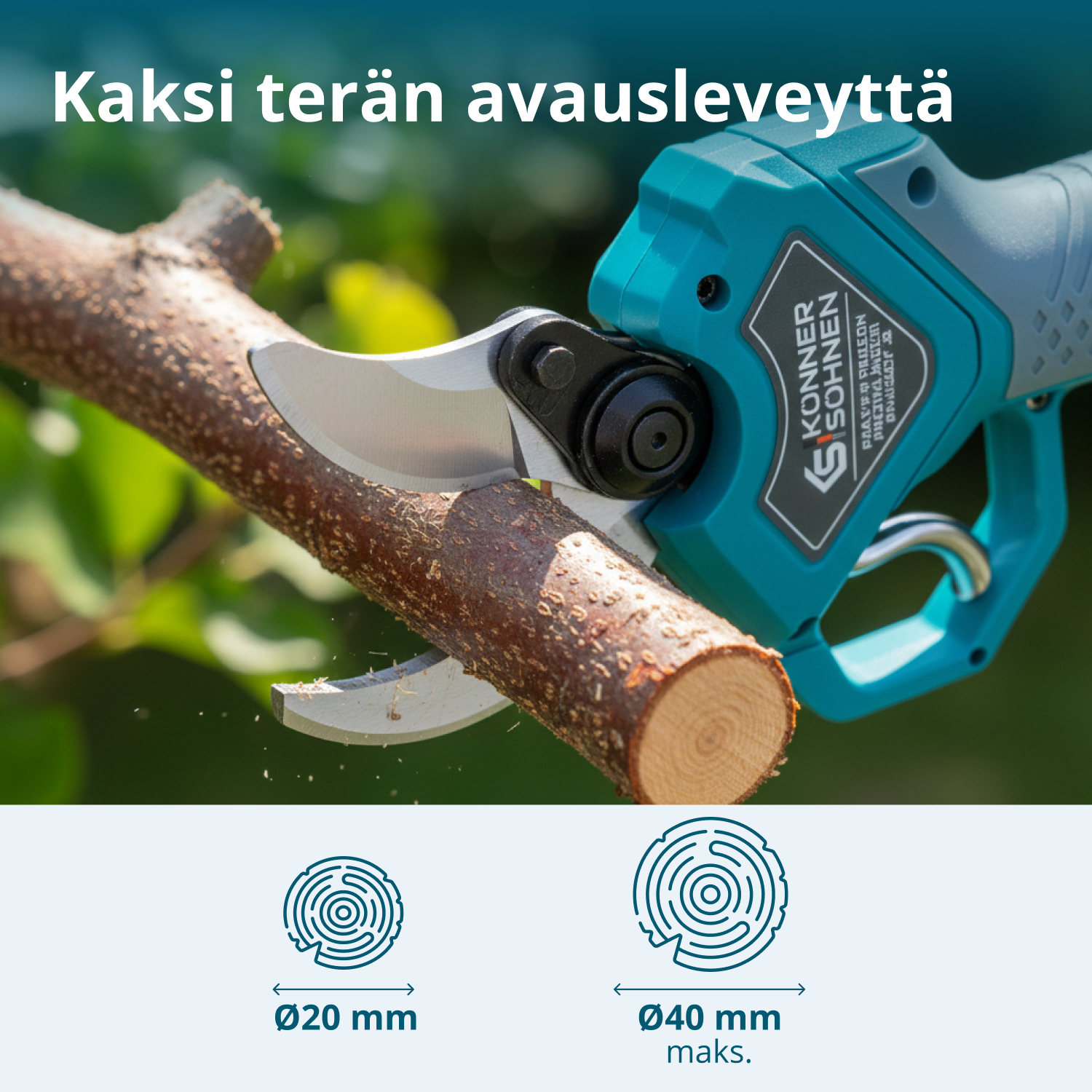 Johdottomat sähköiset oksasakset KS CPS20V-40 Case