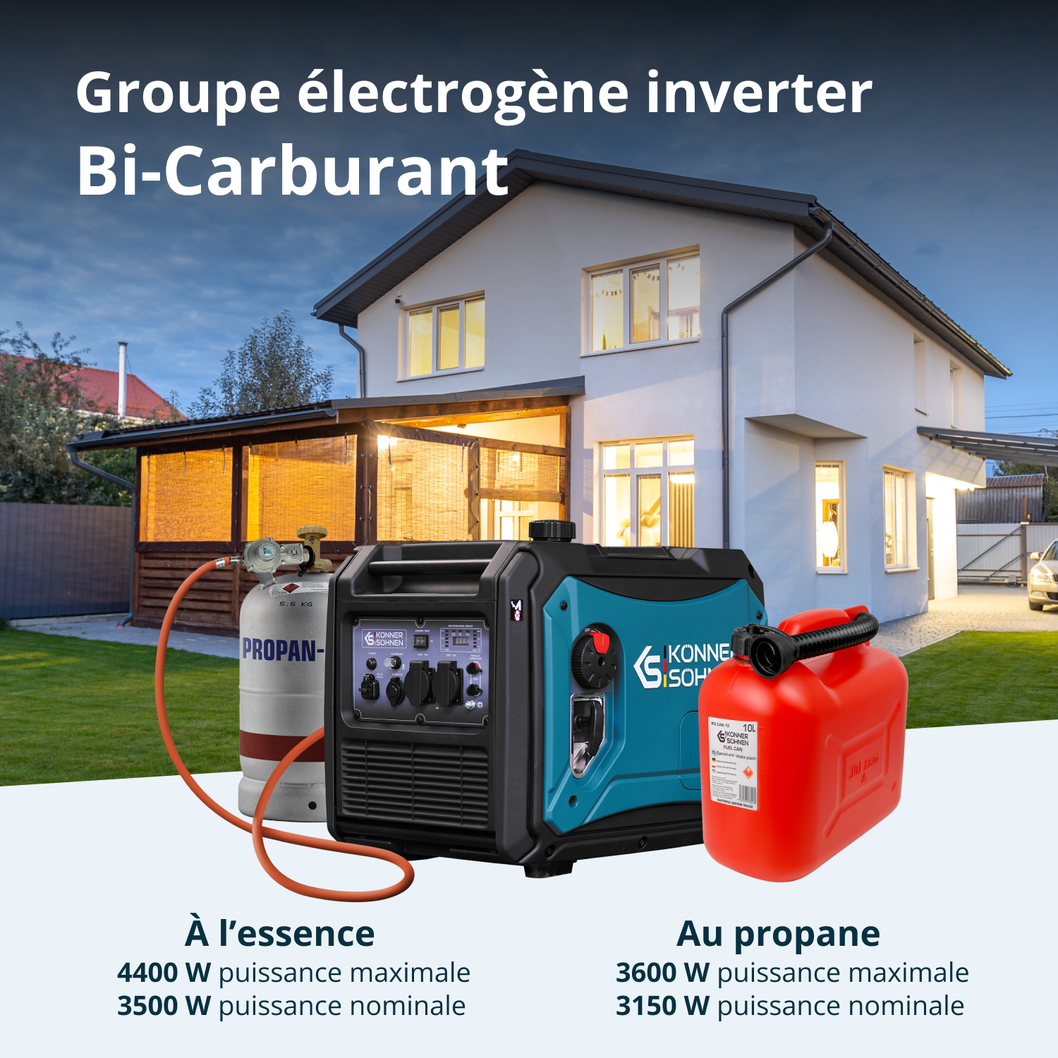 Groupe électrogène à essence-gaz de type inverter KS 4000iEG S