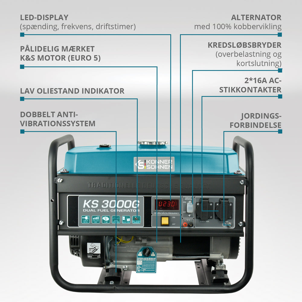 LPG/benzin generator "Könner & Söhnen" KS 3000G