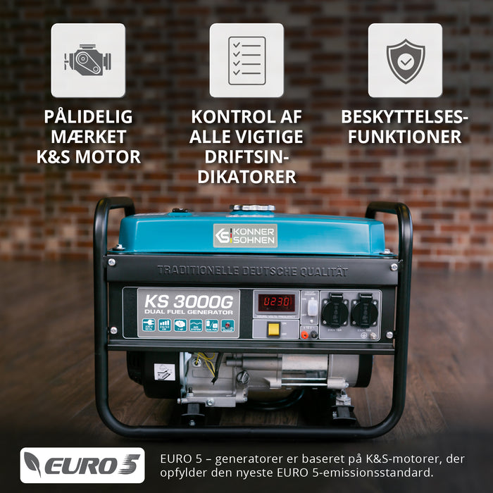 LPG/benzin generator "Könner & Söhnen" KS 3000G