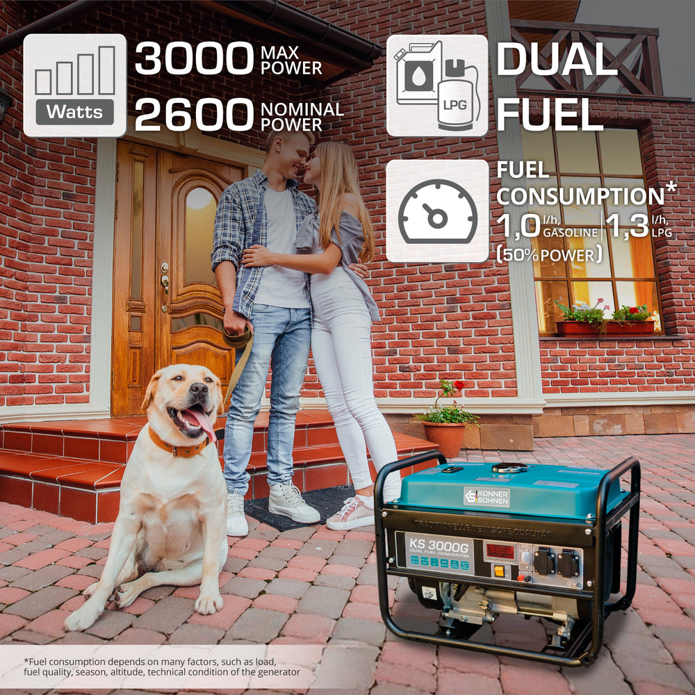 LPG/Bensiinigeneraattori 'Könner & Söhnen' KS 3000G