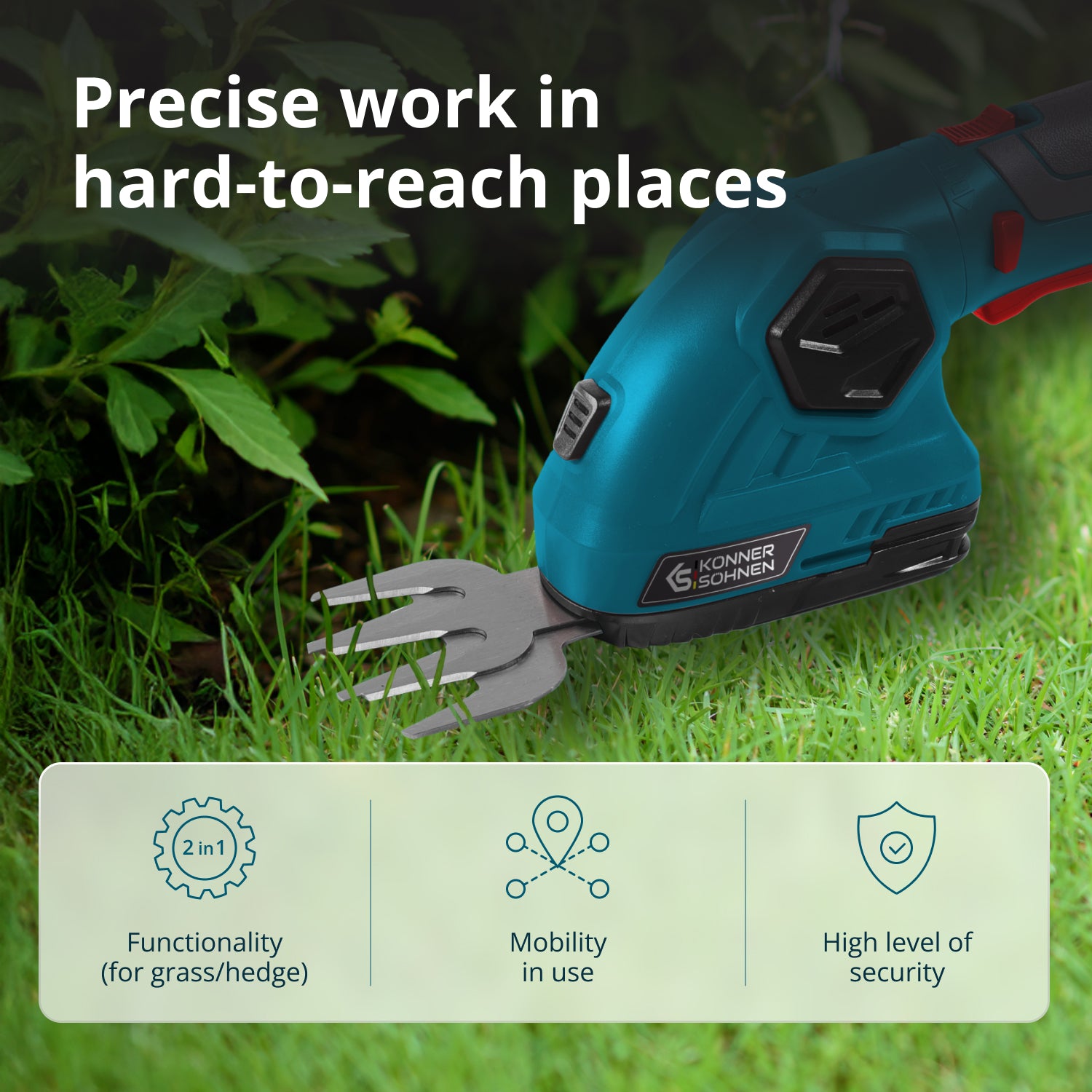 Cordless 2 in 1 Grass Shear and Hedge Trimmer KS SHT-8V
