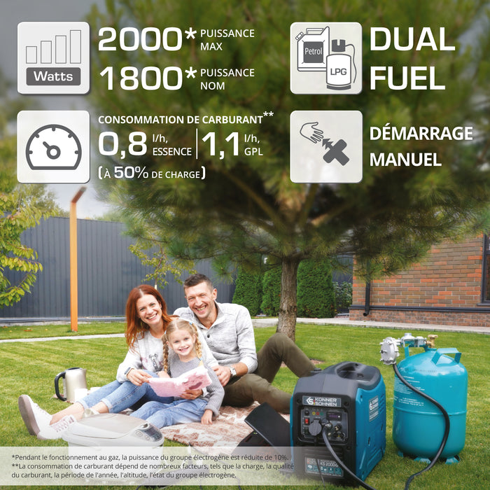 Groupe électrogène à essence-gaz de type inverter KS 2000iG S