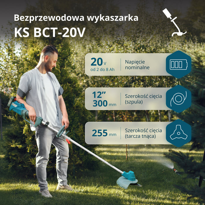 Bezprzewodowa wykaszarka i podkaszarka KS BCT-20V