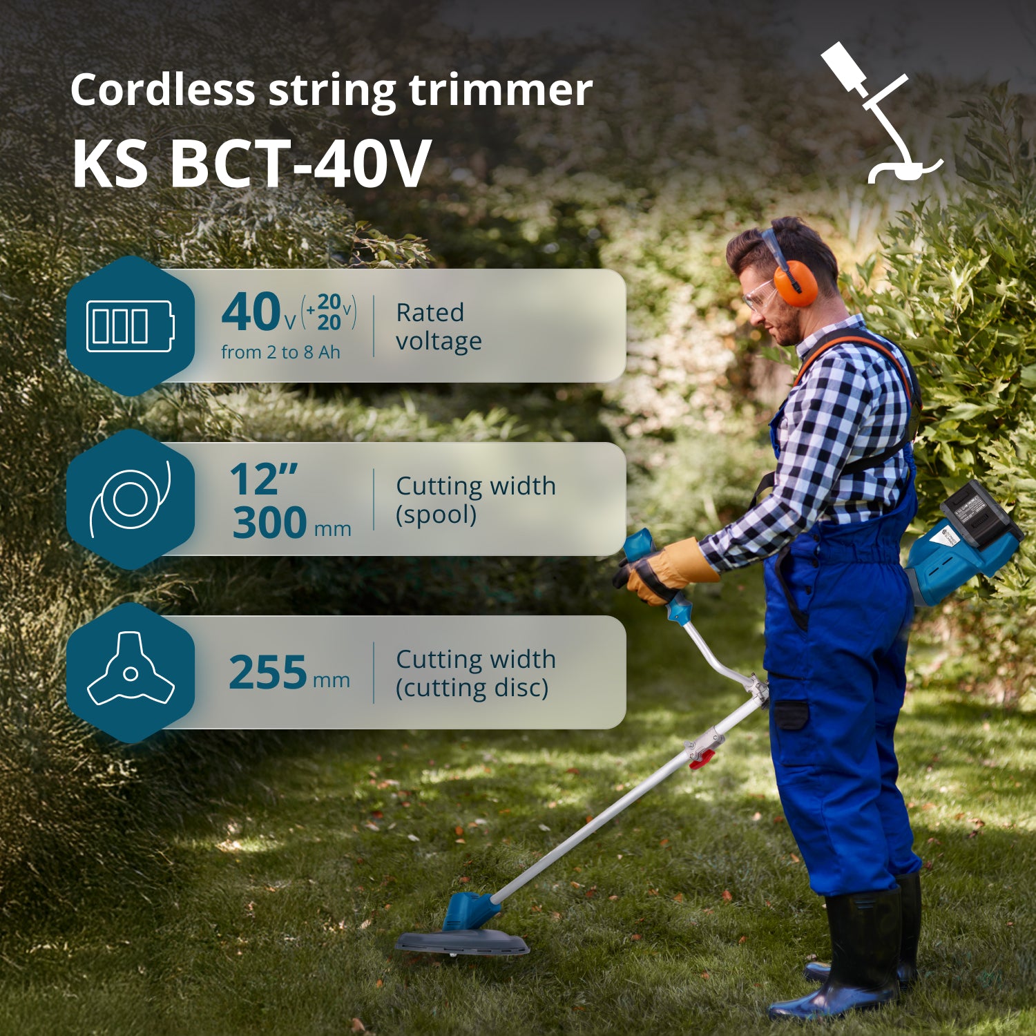 Akumulátorový vyžínač a strunová sekačka KS BCT-40V