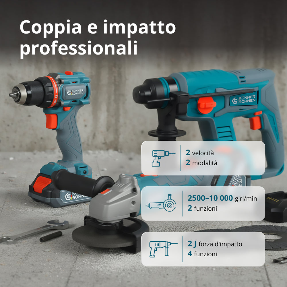 Set Master Senza Fili Kit 3-in-1 KS RHAGD 20V SET 3 (Ricondizionato Eccellente)