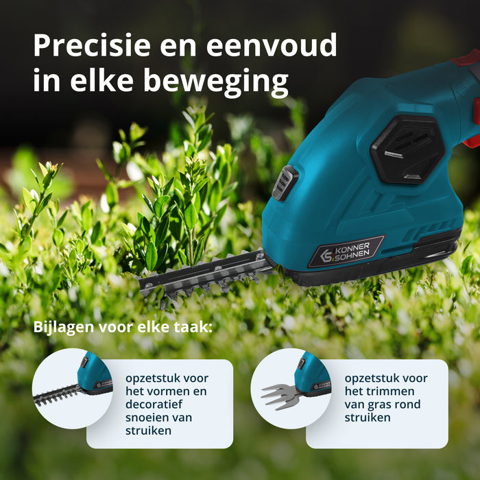 Snoerloze 2 in 1 Grasmaai- en Heggenschaar met Telescopische Verlengstok KS SHT-8V + Extension Pole
