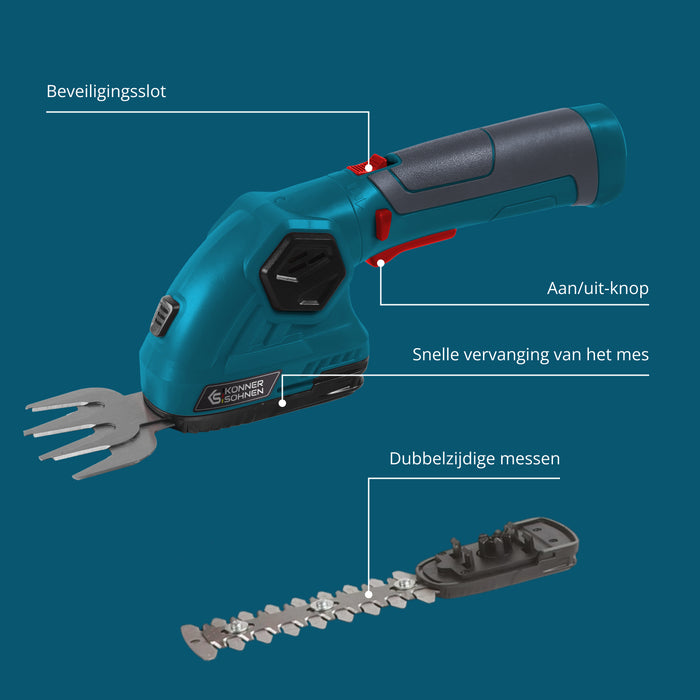 Snoerloze 2 in 1 Grasmaai- en Heggenschaar met Telescopische Verlengstok KS SHT-8V + Extension Pole