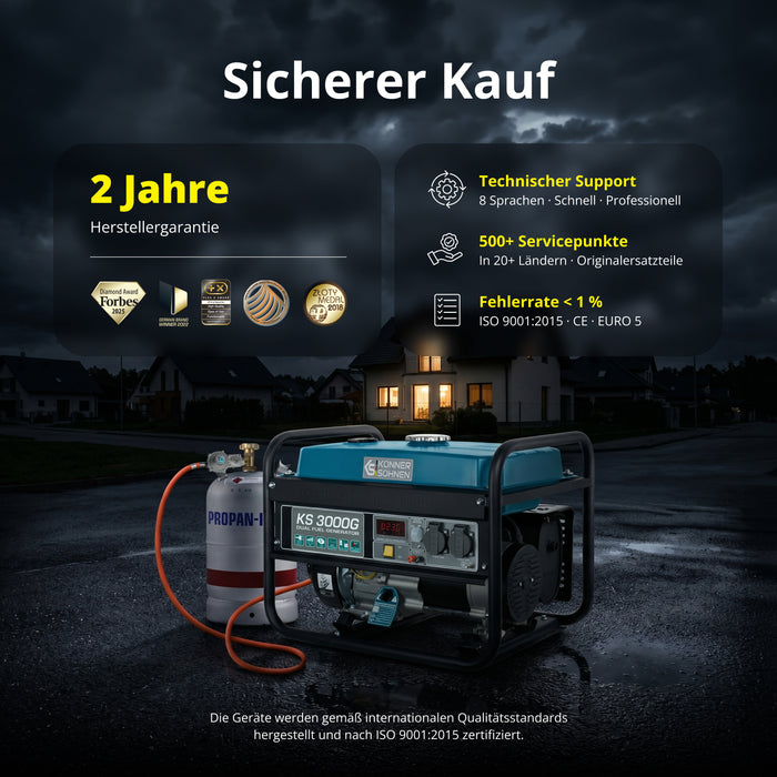 LPG/Benzin-Generator "Könner & Söhnen" KS 3000G (B-Ware Hervorragend)