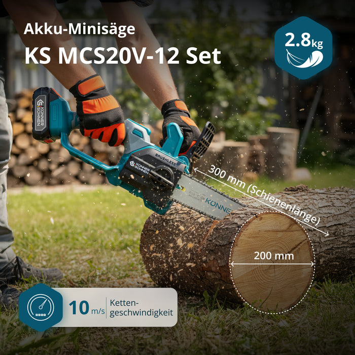Akku-Mini-Kettensäge KS MCS20V-12 SET