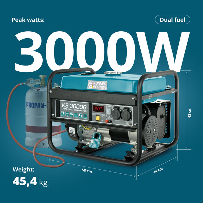 LPG/Benzínový generátor „Könner & Söhnen“ KS 3000G