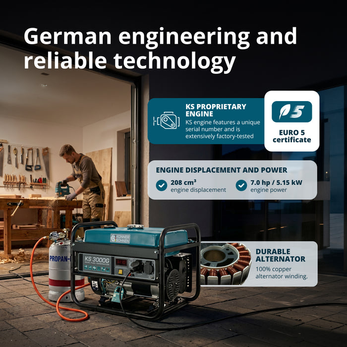 LPG/Benzínový generátor „Könner & Söhnen“ KS 3000G