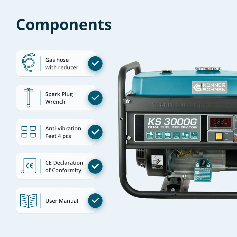 LPG/Benzínový generátor „Könner & Söhnen“ KS 3000G