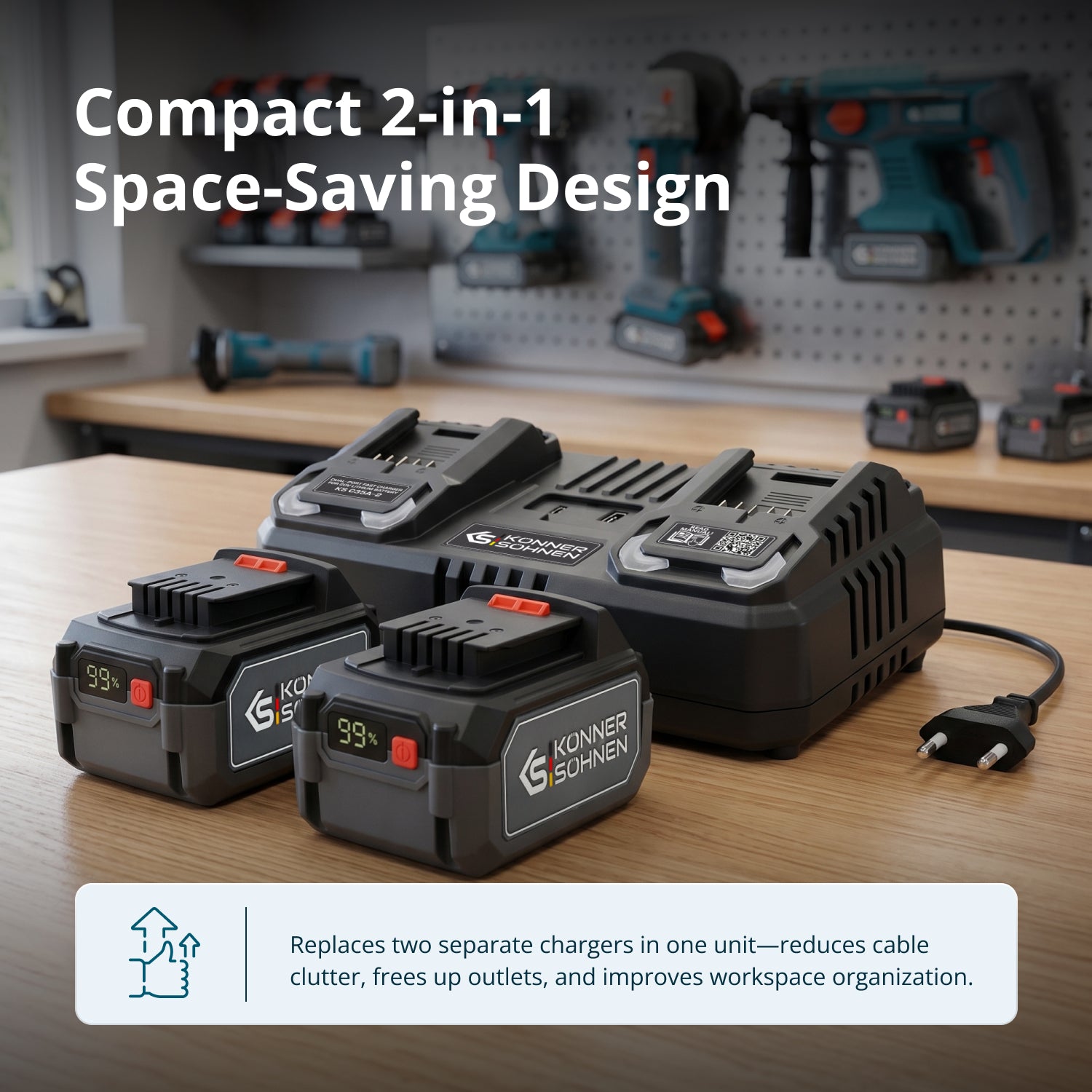 Dvojitá nabíječka pro 20V dobíjecí baterie KS C35A-2