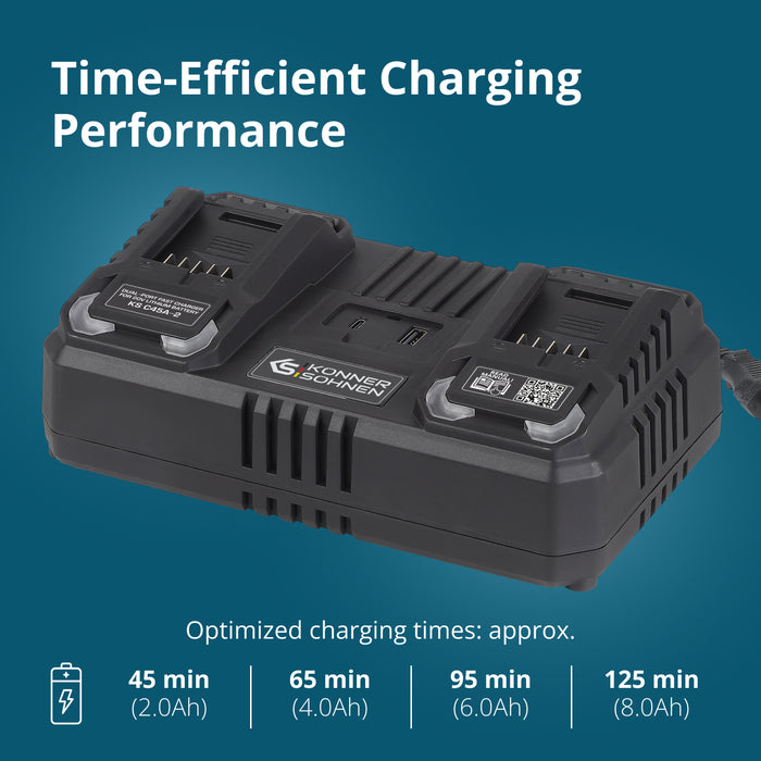 Dobbelt oplader til genopladelige batterier 20V KS C45A-2
