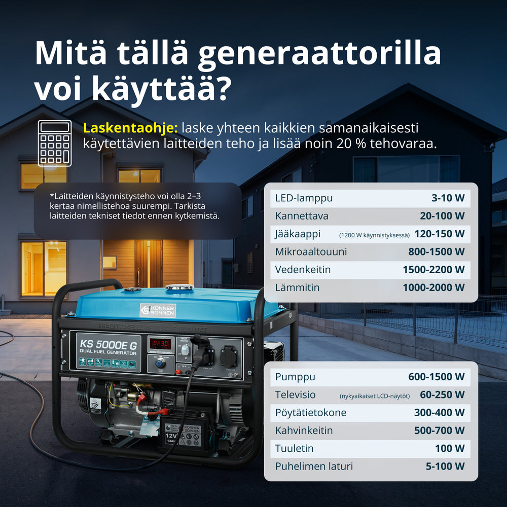 LPG/Bensiinigeneraattori 'Könner & Söhnen' KS 5000E G
