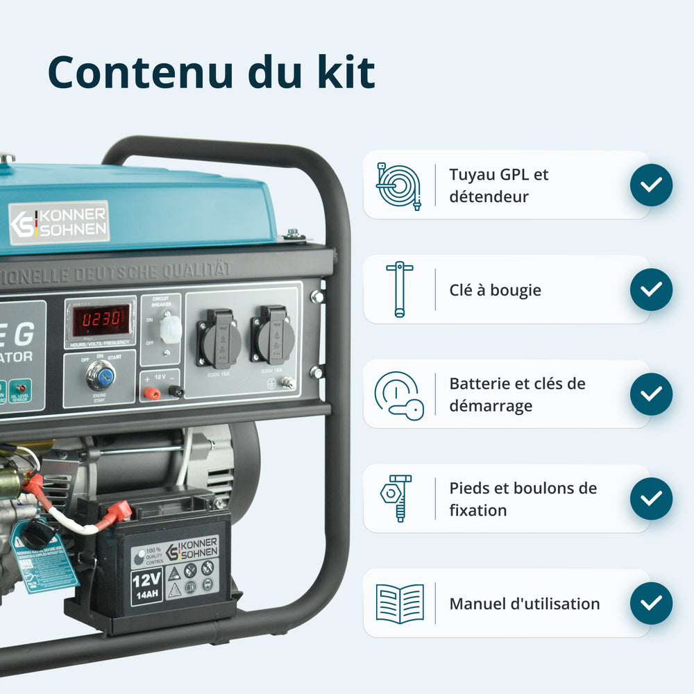 Groupe électrogène à essence/gaz "Könner & Söhnen" KS 5000E G