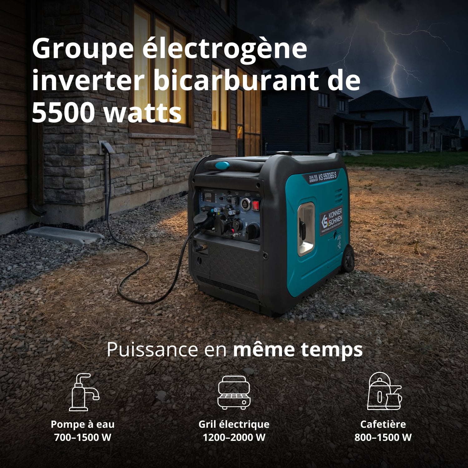 Groupe électrogène à essence-gaz de type inverter KS 5500iEG S