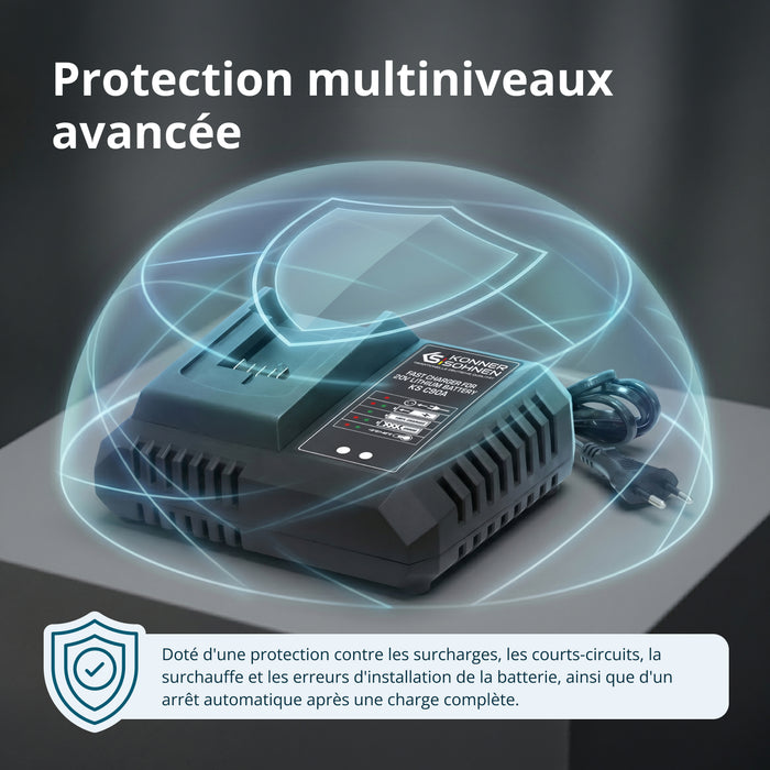 Chargeur rapide pour batterie lithium-ion 20 V KS C90A