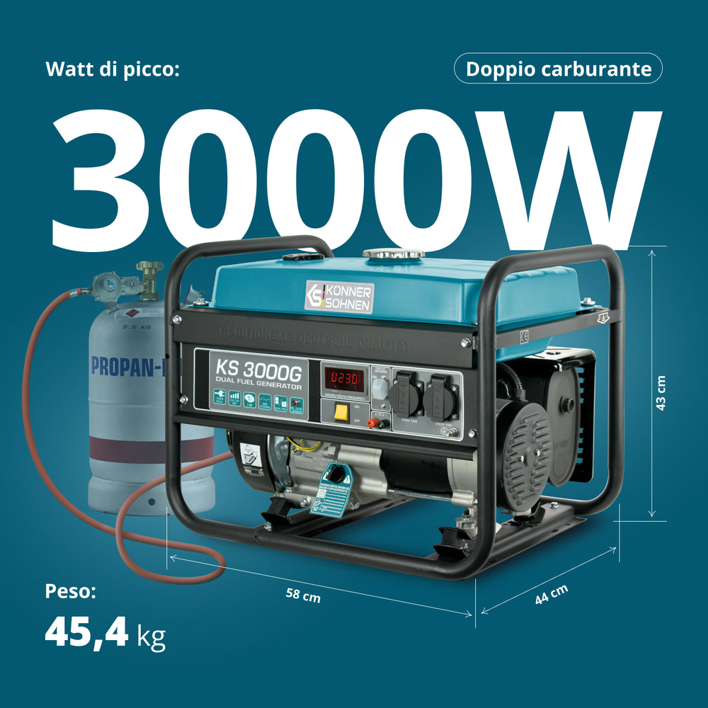 Generatore a gas/LPG "Könner & Söhnen" KS 3000G (Ricondizionato Eccellente)