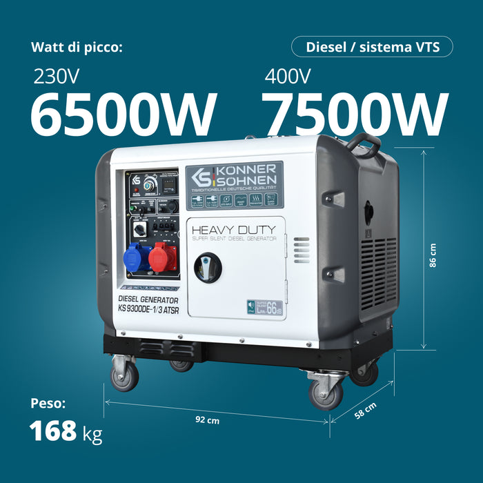 Generatore diesel "Könner & Söhnen" KS 9300DE-1/3 ATSR (EURO V)