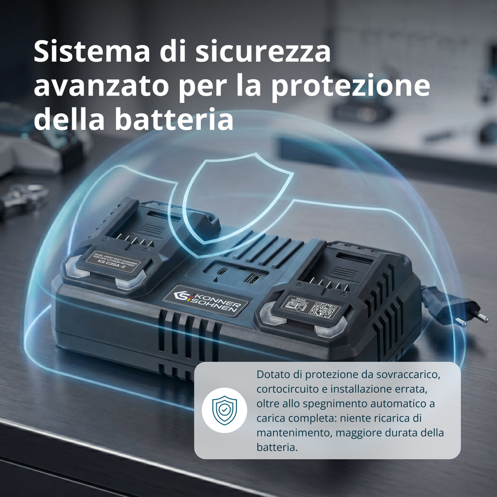 Caricabatterie doppio per batterie ricaricabili 20V KS C35A-2