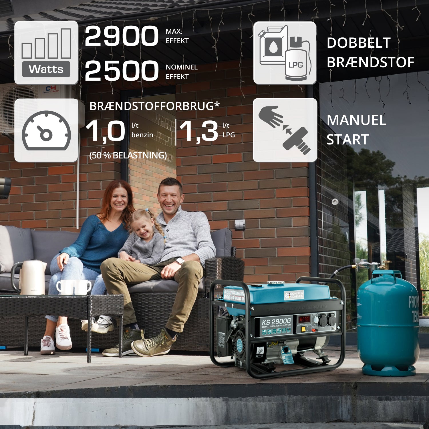 LPG/benzin generator "Könner & Söhnen" KS 2900G