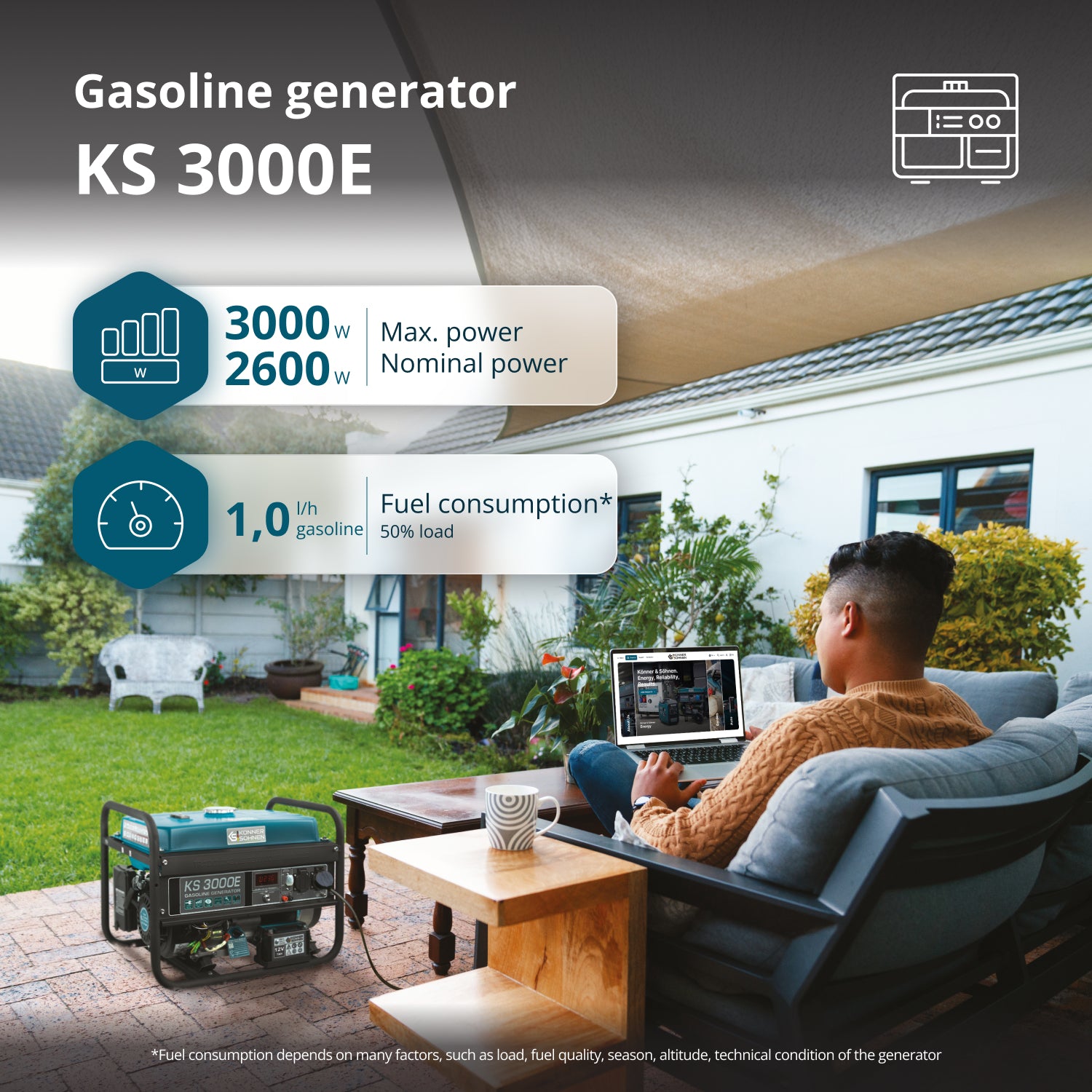 Benzingenerátor „Könner & Söhnen” KS 3000E