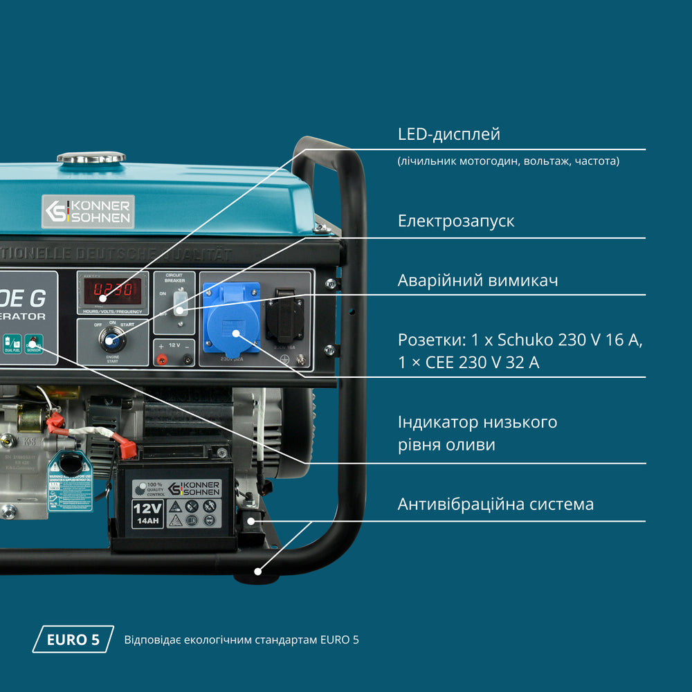 Генератор LPG/Бензин «Könner & Söhnen» KS 10000E G