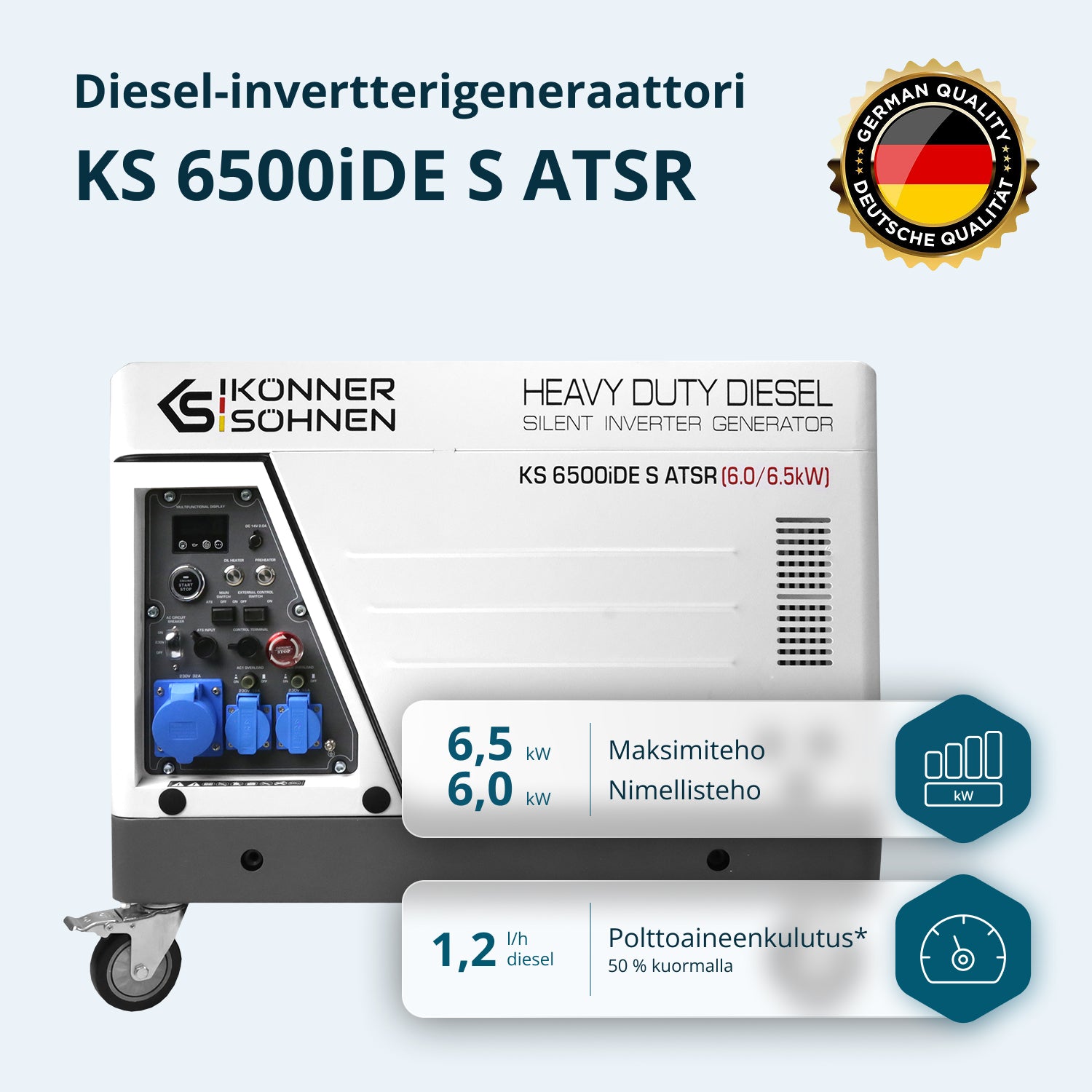 Diesel-invertterigeneraattori äänieristetyssä kotelossa KS 6500iDE S ATSR