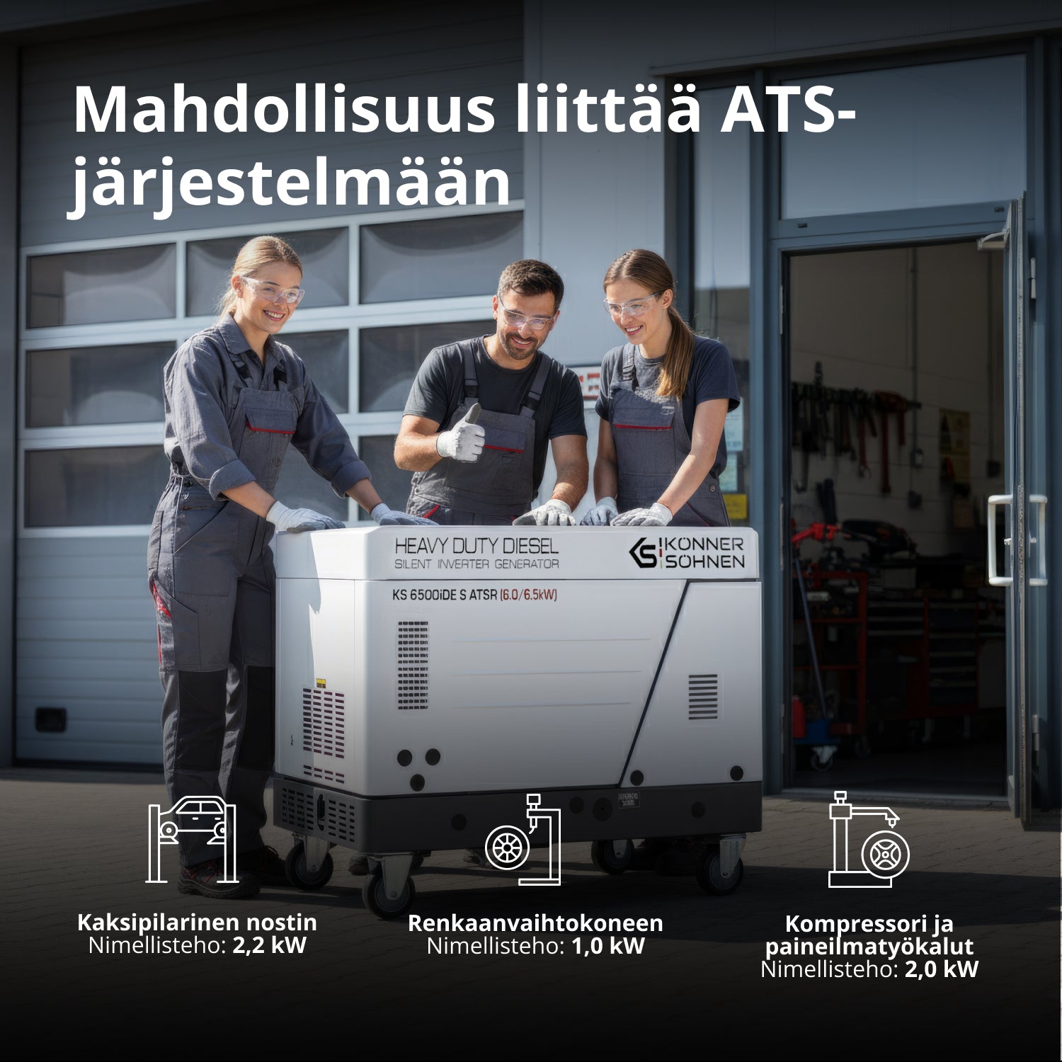 Diesel-invertterigeneraattori äänieristetyssä kotelossa KS 6500iDE S ATSR