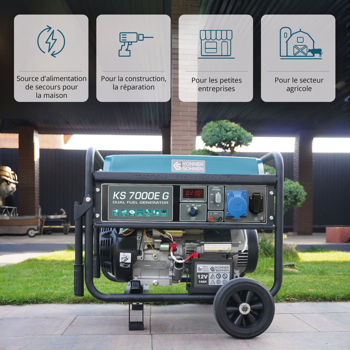 Groupe électrogène à essence/gaz "Könner & Söhnen" KS 7000E G