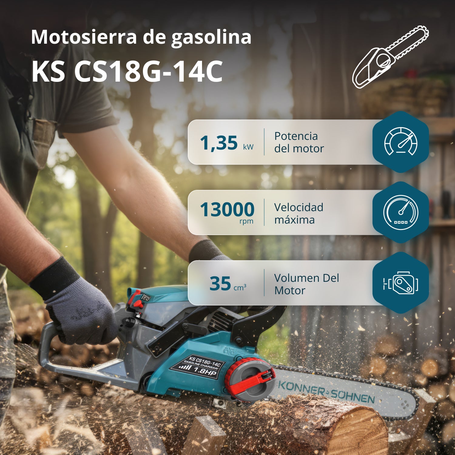 Motosierra de gasolina KS CS18G-14C