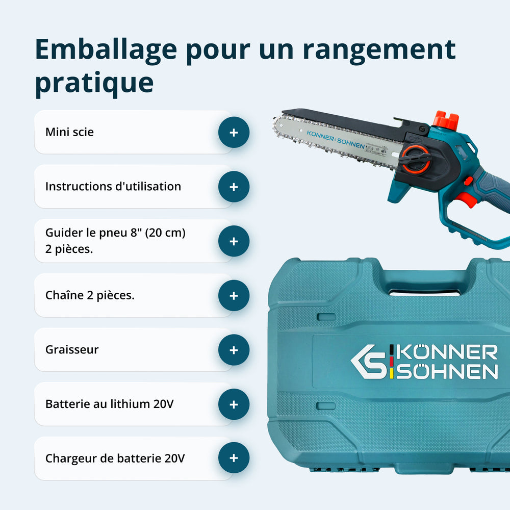 Mini-tronçonneuse à batterie  KS MCS20V-8 Case PLUS
