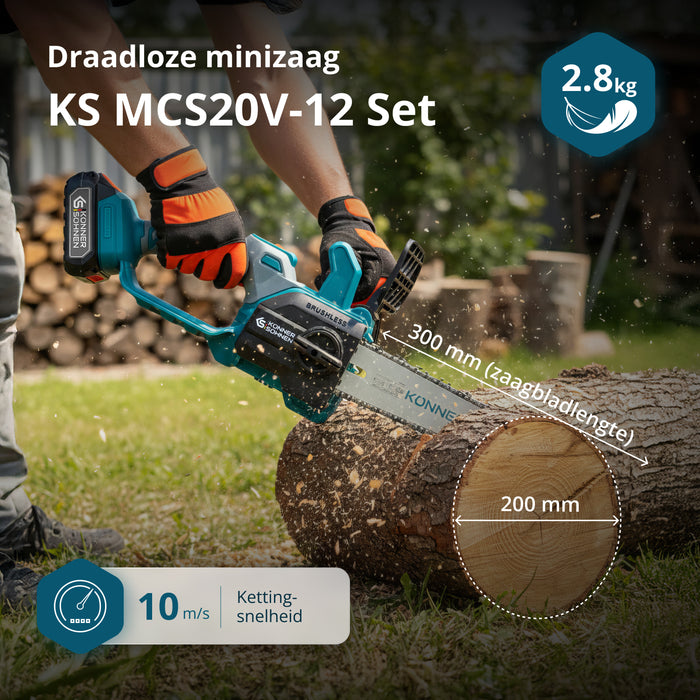 Snoerloze Mini Kettingzaag KS MCS20V-12 SET