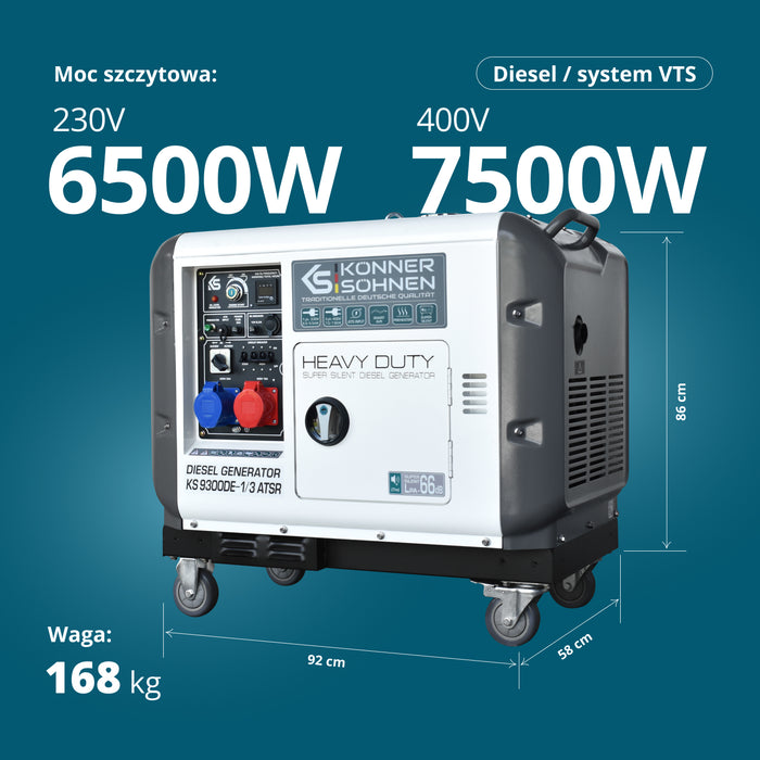 Generator diesla „Könner & Söhnen” KS 9300DE-1/3 ATSR (EURO V)